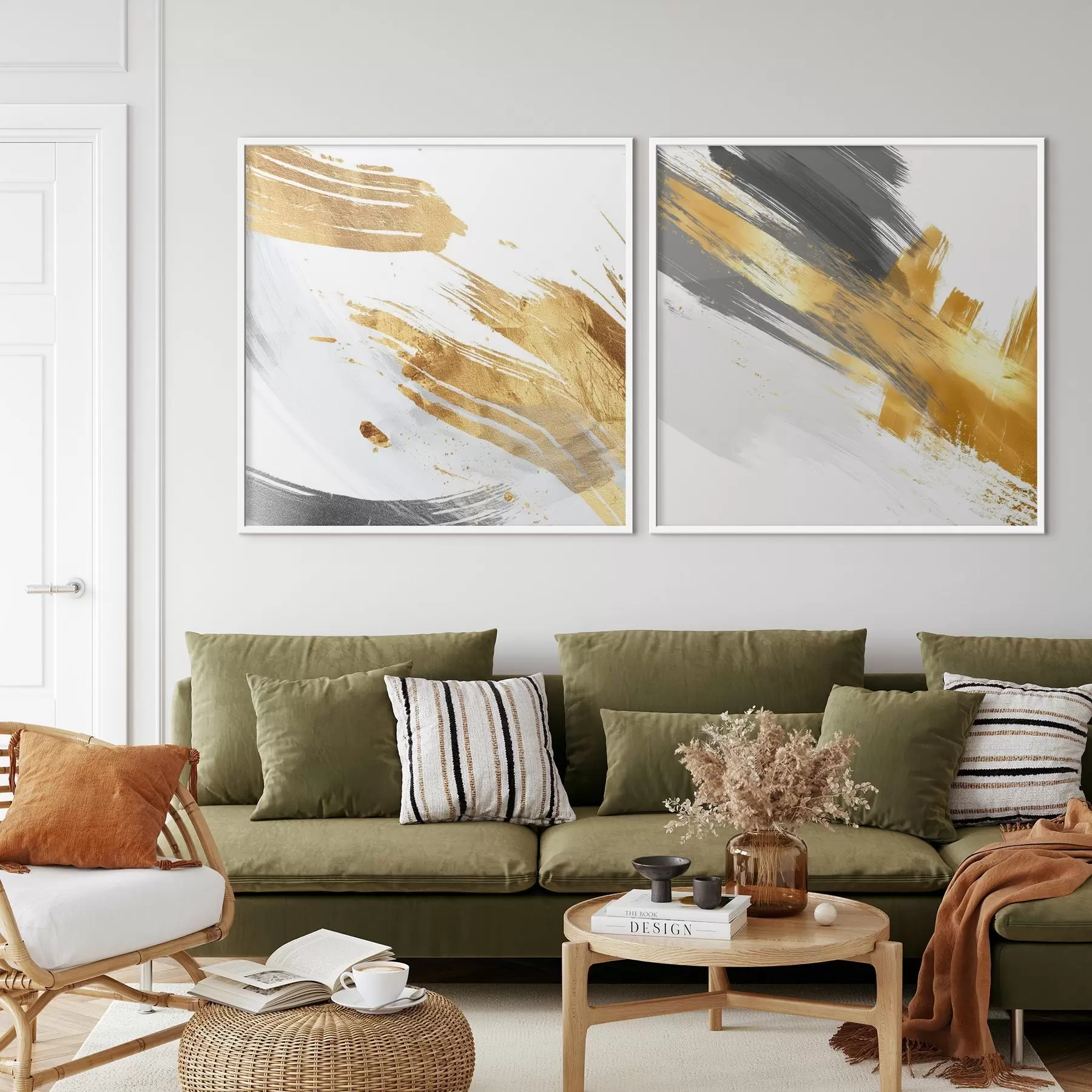 Fototapete Dynamische Abstraktion mit gelben und grauen Strichen d00748