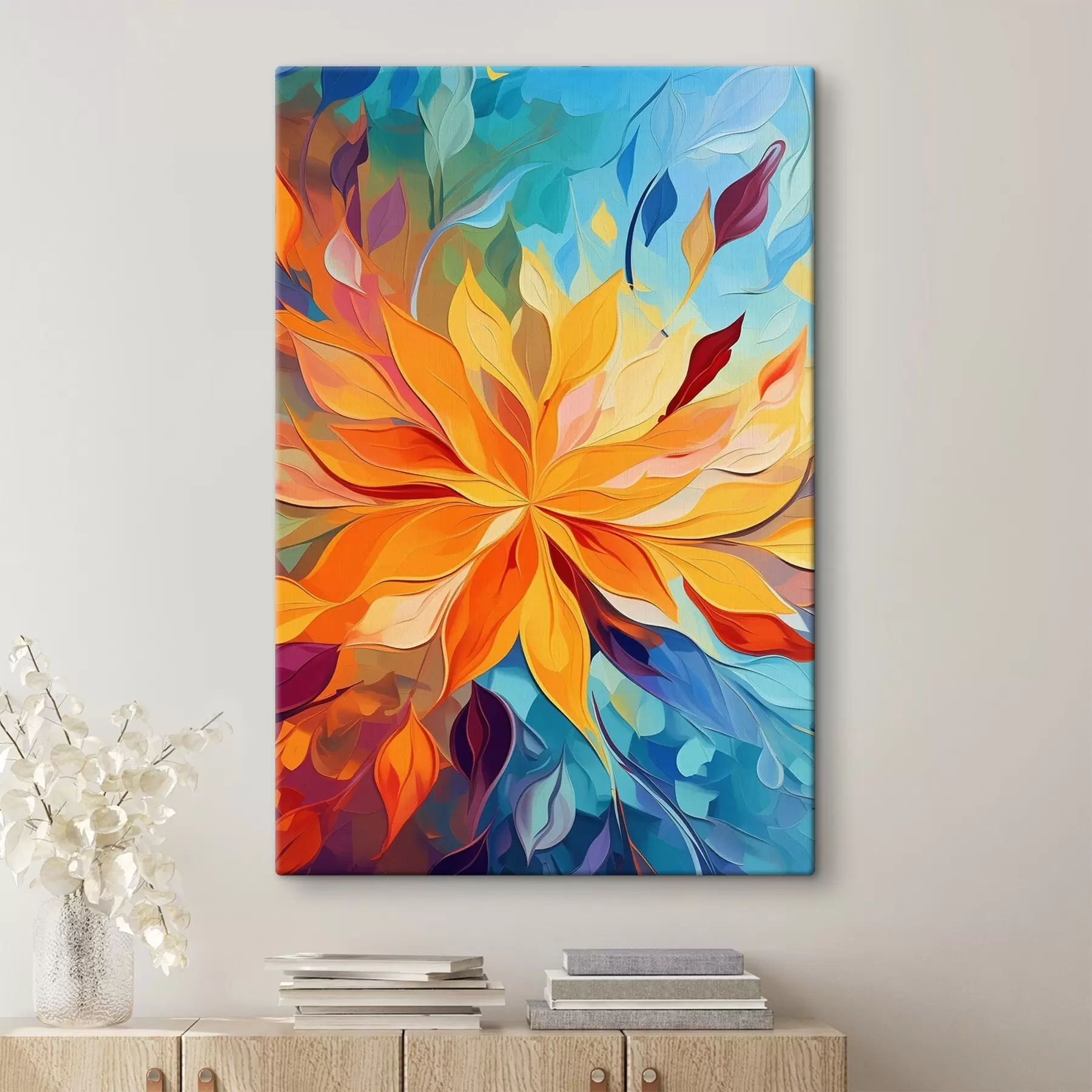 Wandbilder Abstrakte Blumen, Ölgemälde-Imitation s47445