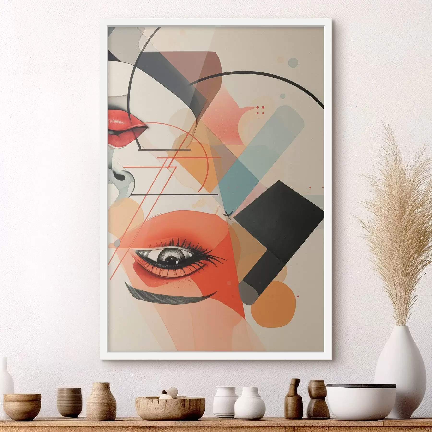 Fototapete Gesicht und geometrische Formen f47448