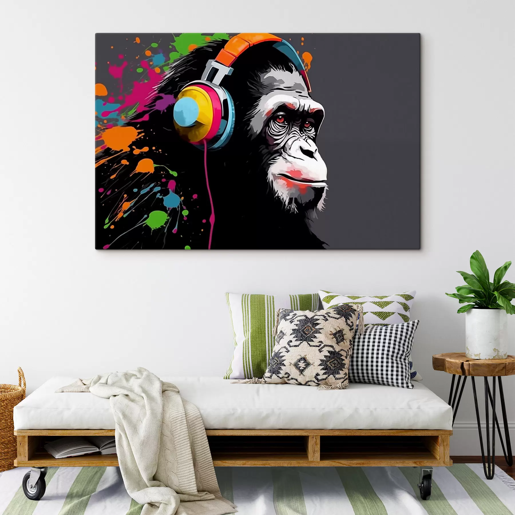 Wandbilder Affe mit Kopfhörern s47385