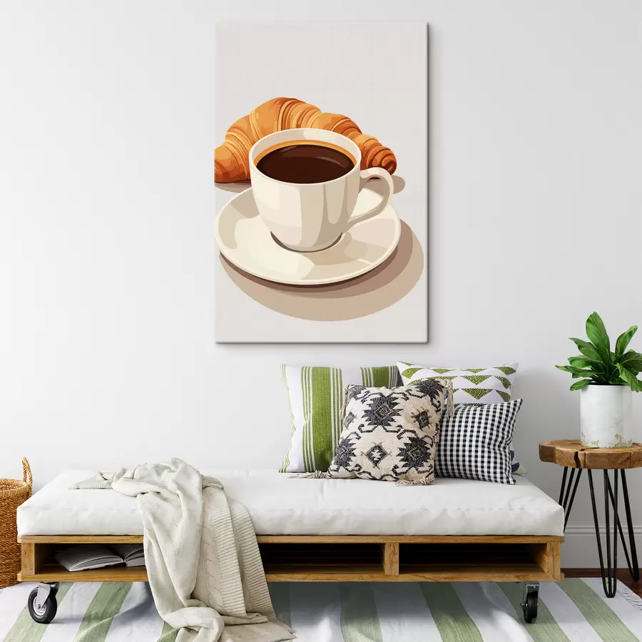 Wandbilder Kaffee mit Croissant s47397