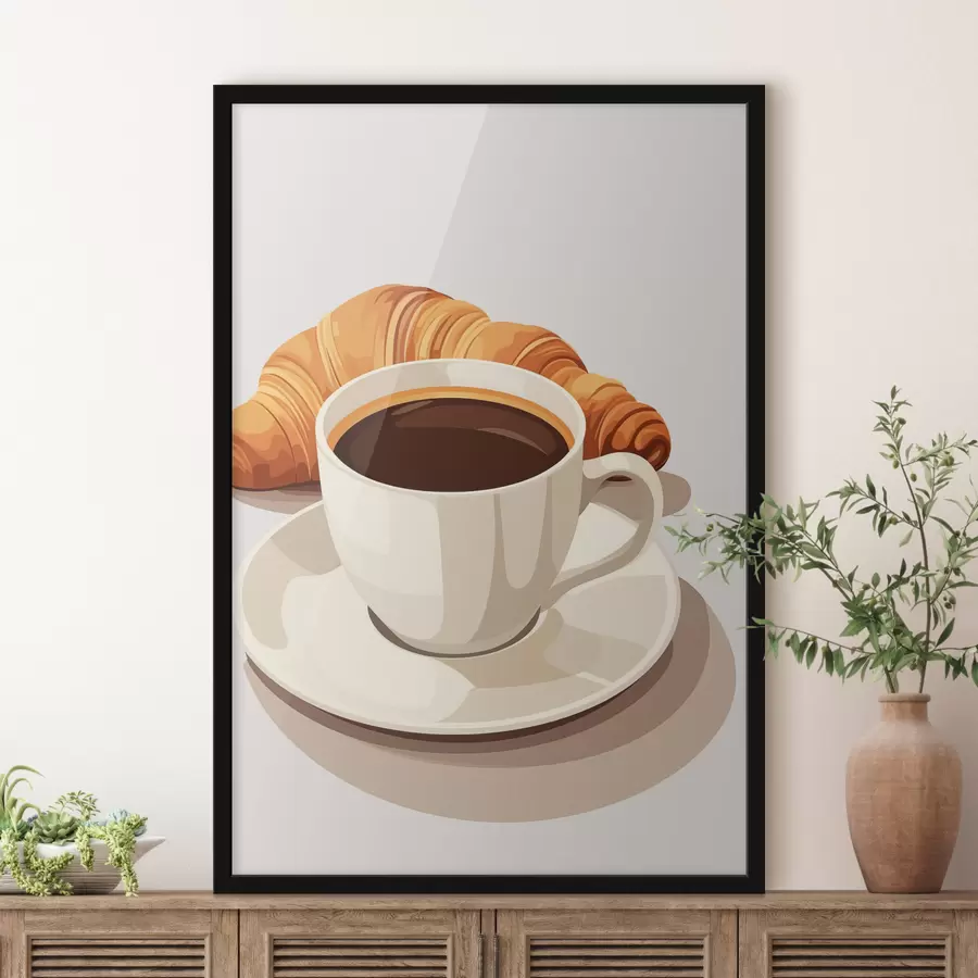 Fototapete Kaffee mit Croissant f47397