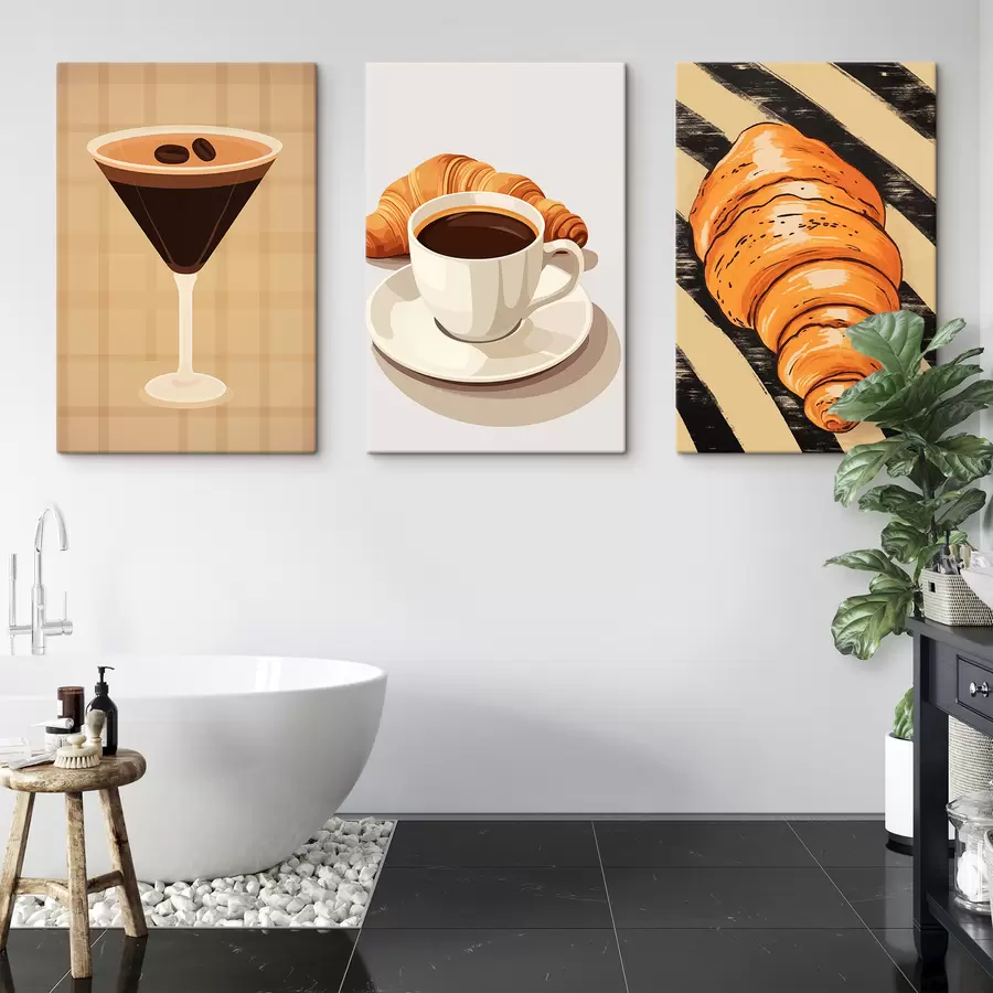 Wandbilder Kaffee und Croissant m01212