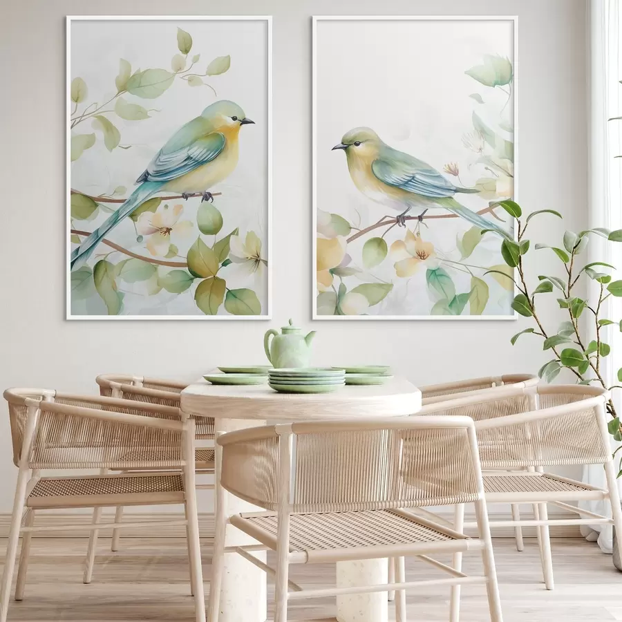 Fototapete Zwei Meisen auf Jasminzweigen d01069