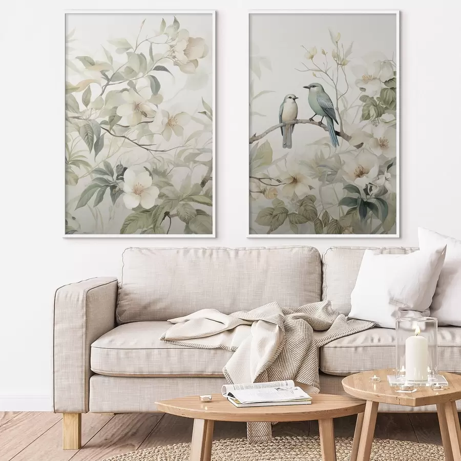 Fototapete Zwei Vögel auf Ästen d01071