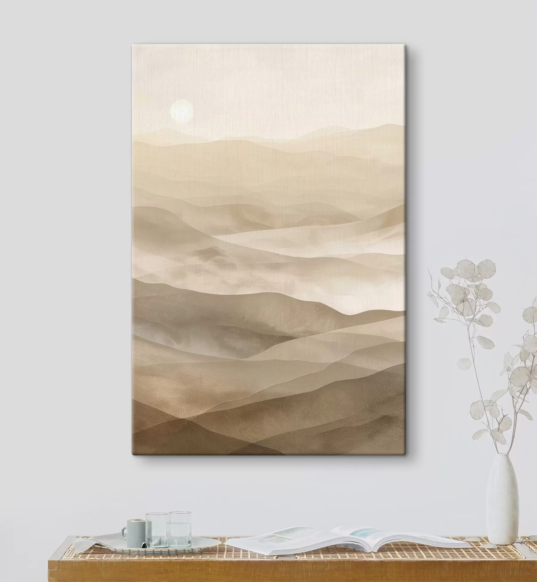 Wandbilder Berge in hellen Farbtönen, Imitation von Aquarell s47638