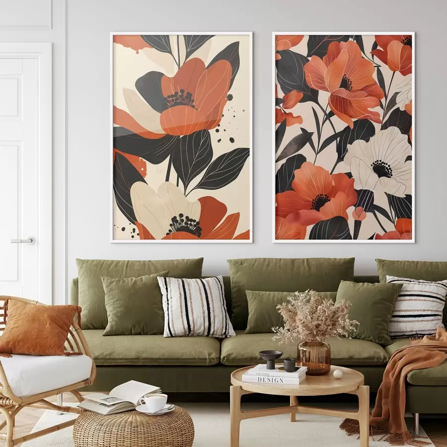 Fototapete Blumenarrangement in warmen Farbtönen d01228