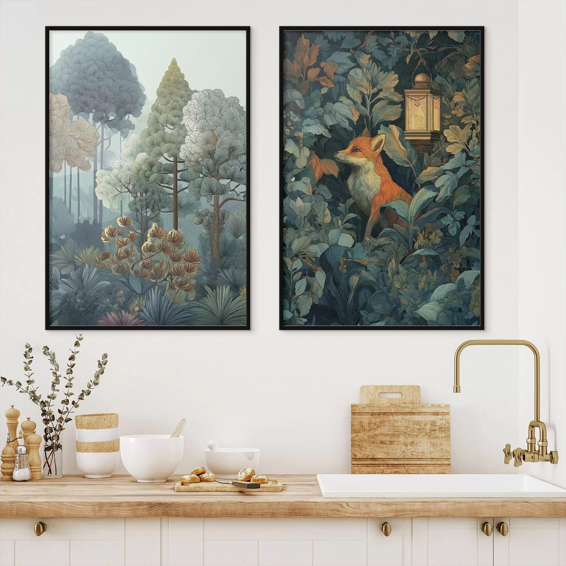 Fototapete Ein süßer Fuchs in einem märchenhaften Wald d01248