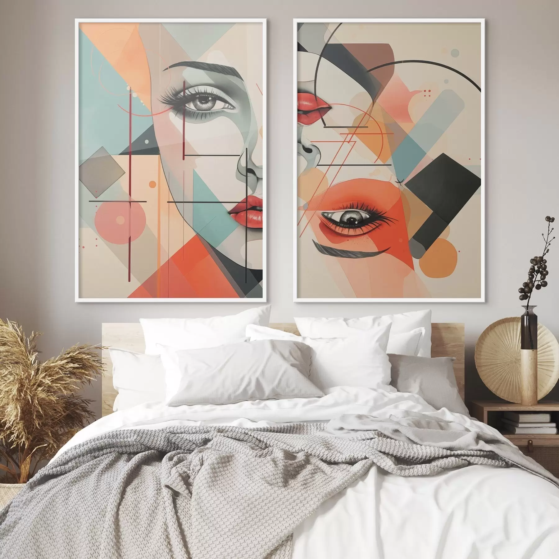 Fototapete Gesicht und geometrische Formen d01253