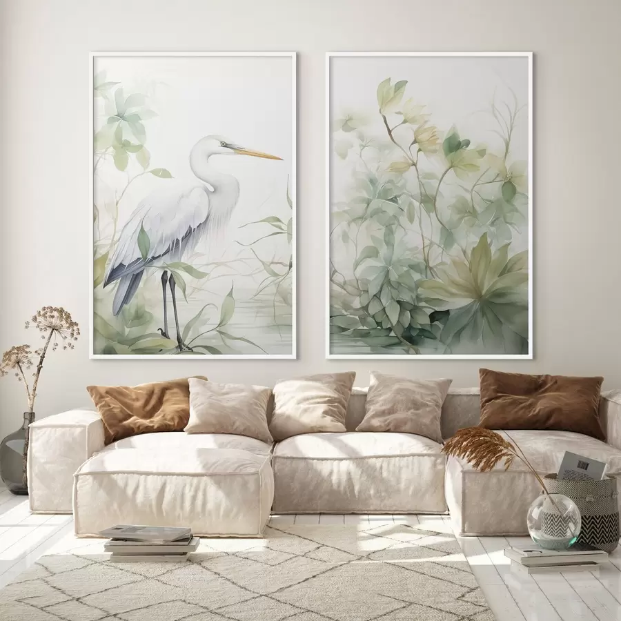 Fototapete Storch zwischen Pflanzen d01256