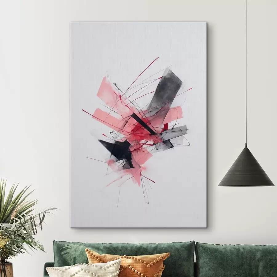 Wandbilder Abstraktes Bild mit rosa und schwarzen geometrischen Elementen s46950
