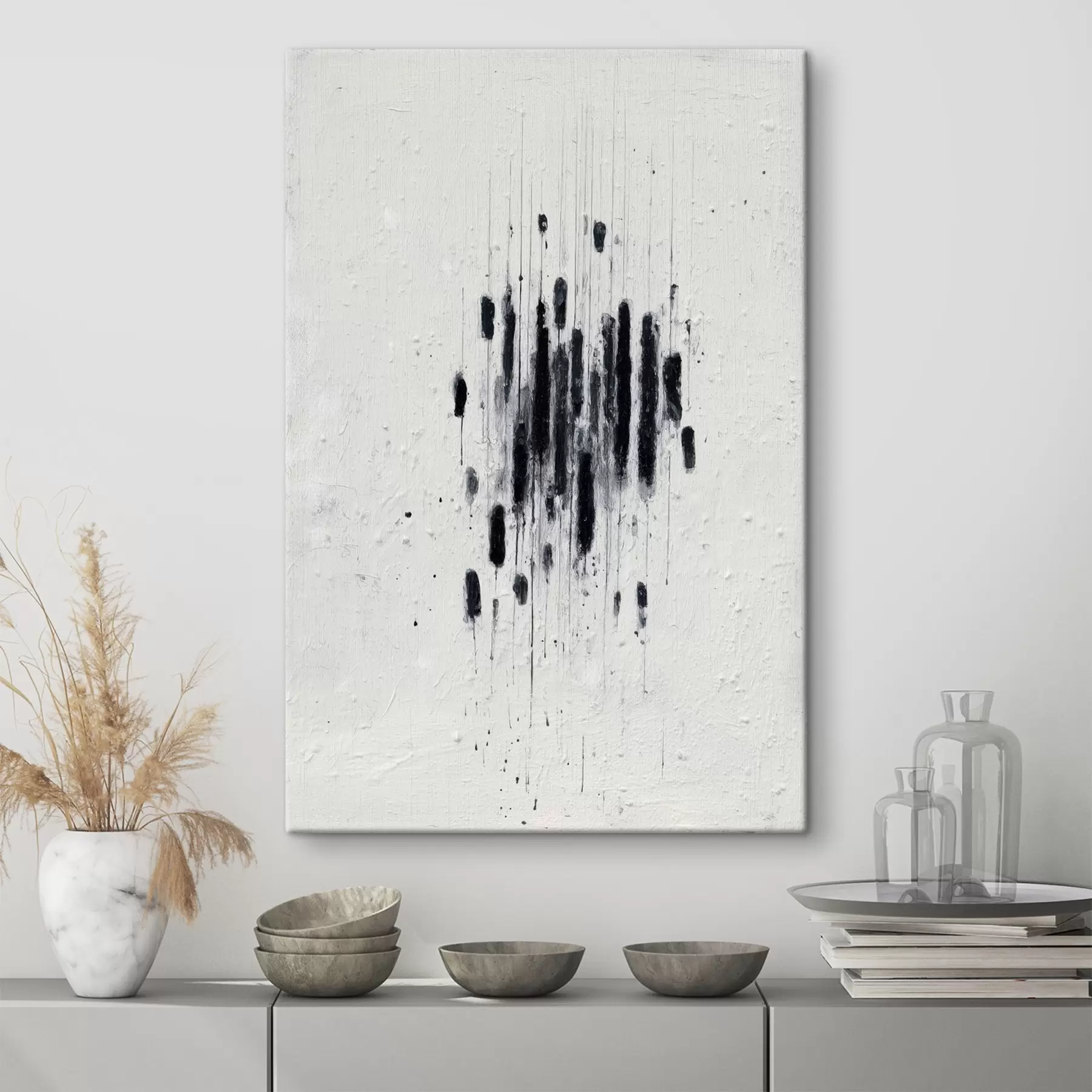 Wandbilder Minimalistische Kunst mit ausdrucksstarken Pinselstrichen und verschwommenen Kanten im modernen Malstil s46957