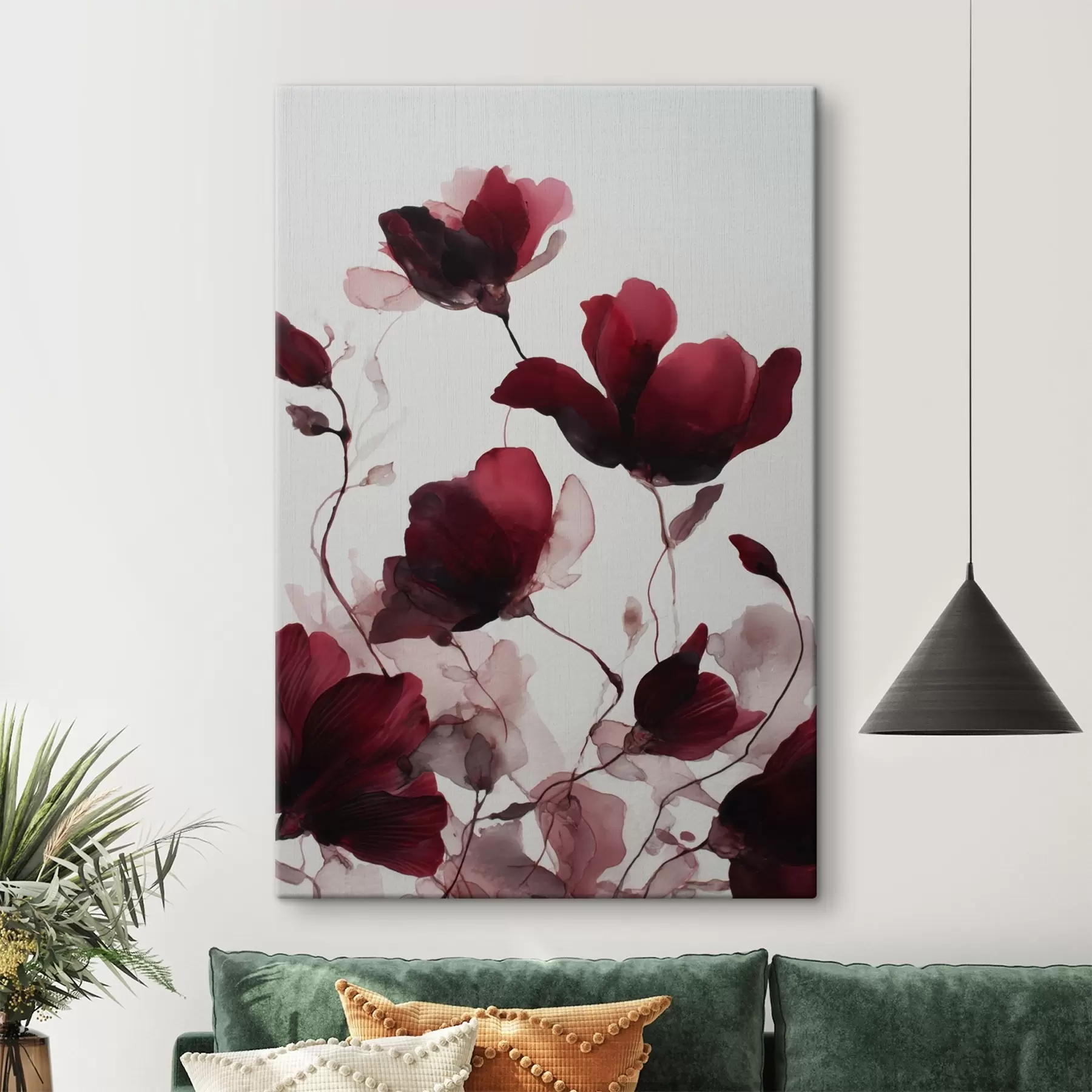 Fototapete Zarte Mohnblumen mit Unschärfeeffekt im Aquarell-Harmonie-Stil s46962