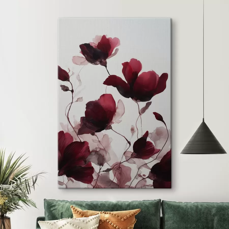 Wandbilder Zarte Mohnblumen mit Unschärfeeffekt im Aquarell-Harmonie-Stil s46962