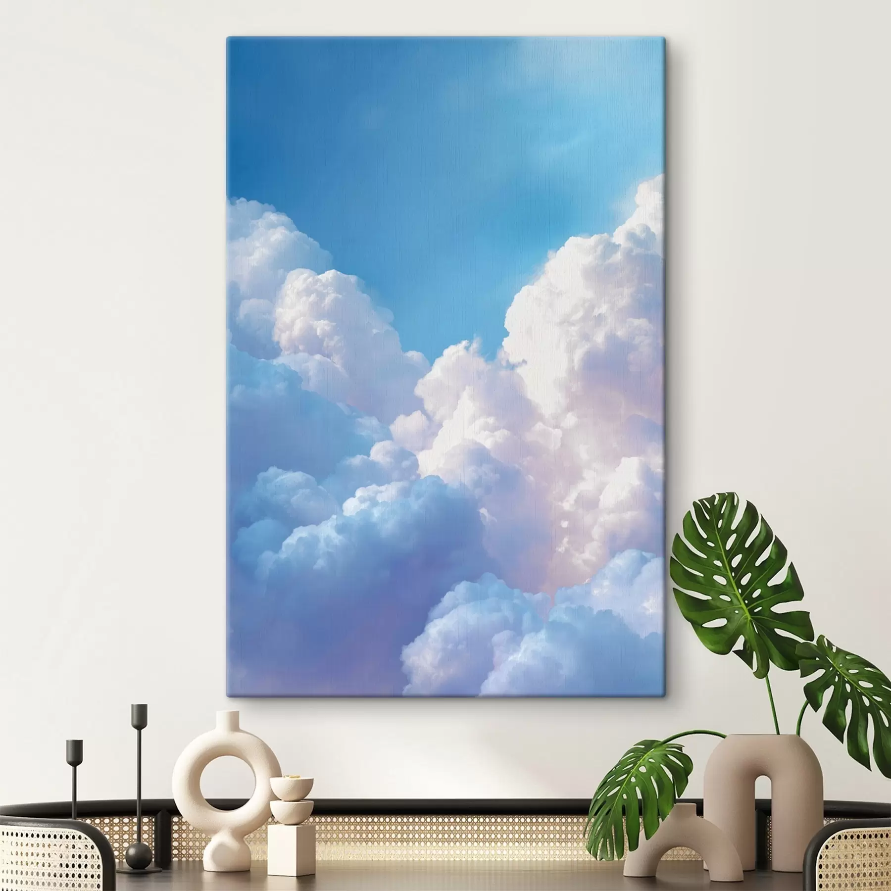 Wandbilder Malerische Himmelslandschaft mit massiven weißen Wolken im digitalen Grafikstil s47089