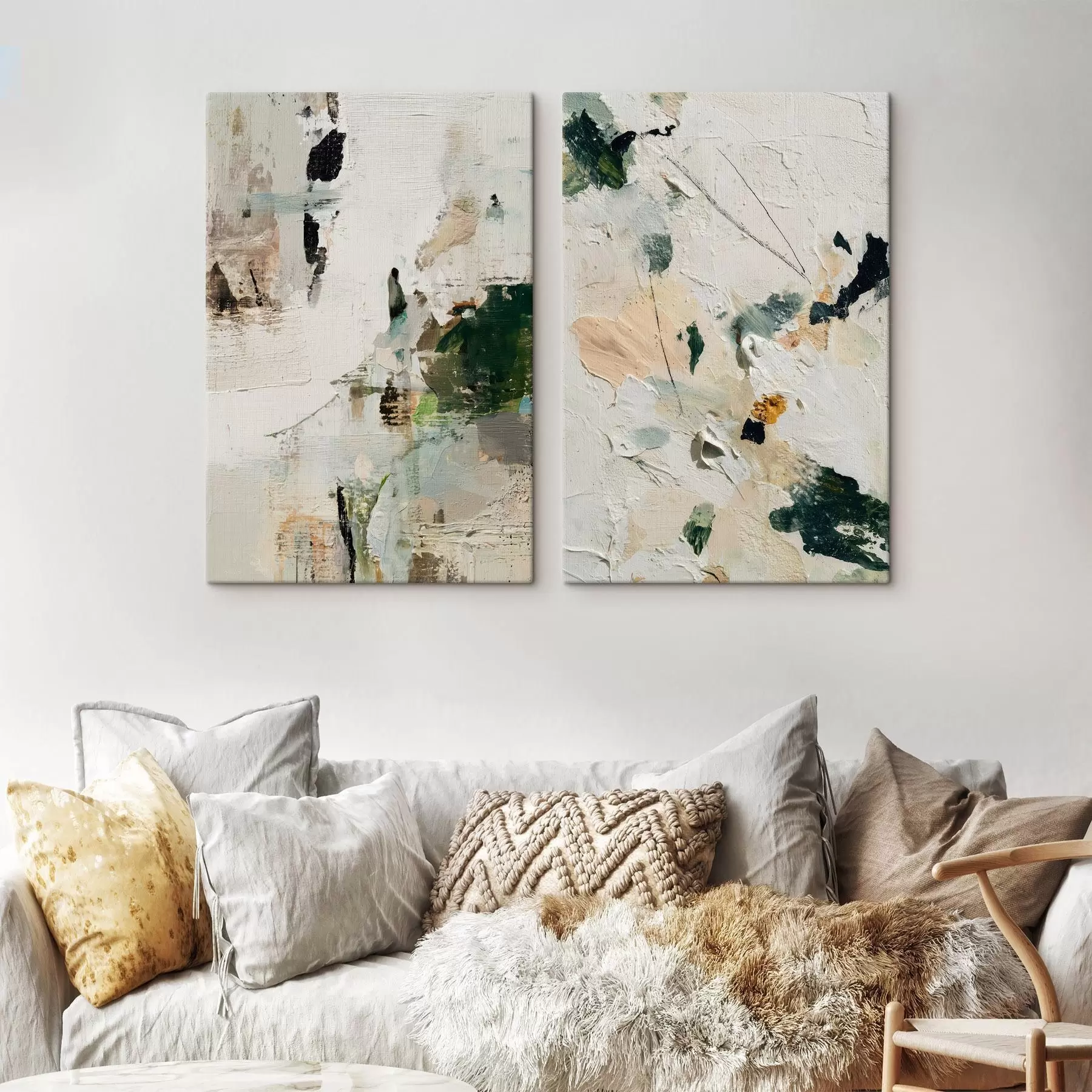 Wandbilder Ausdrucksstarkes Diptychon in natürlichen Farbtönen m01099
