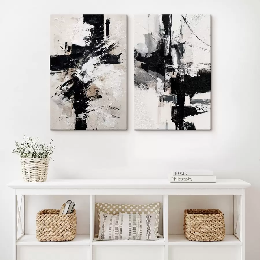 Wandbilder Minimalistische Komposition mit dynamischen Akzenten und einer Imitation von Reliefstruktur m01151