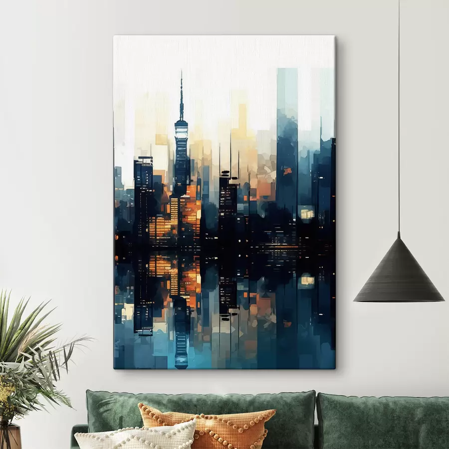 Wandbilder Abendlicher Sonnenuntergang in einer Großstadt s47677