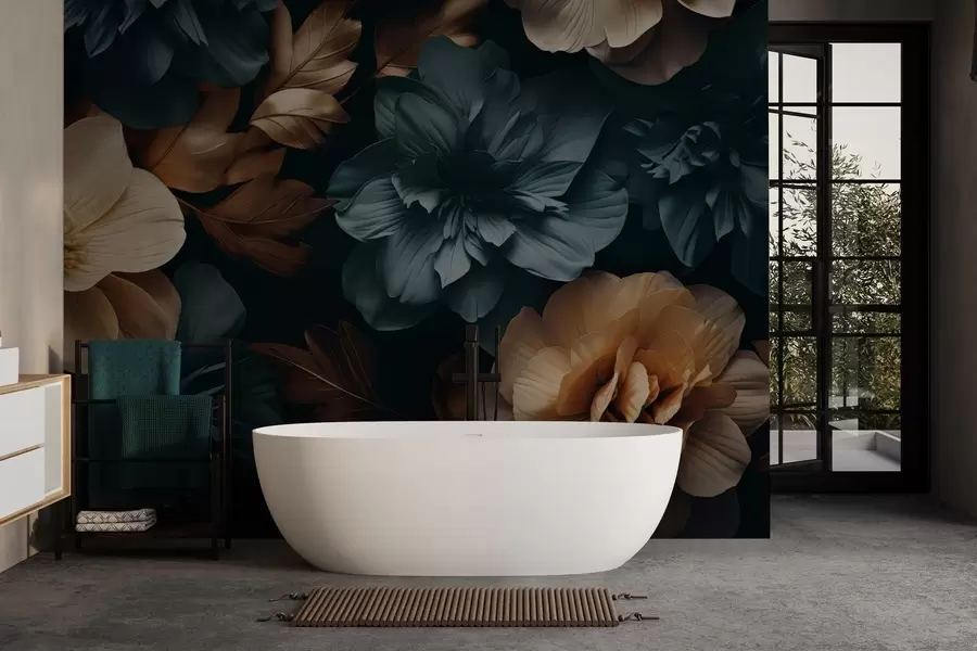 Fototapete Dunkler blühender Garten w05007