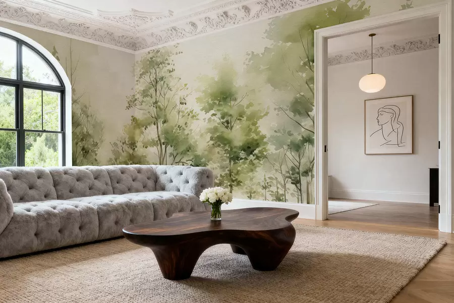 Fototapete Aquarell Laubwald w05180