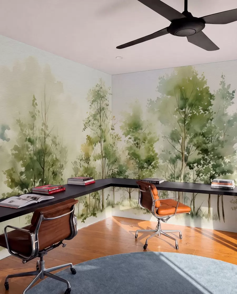 Fototapete Aquarell Laubwald w05180