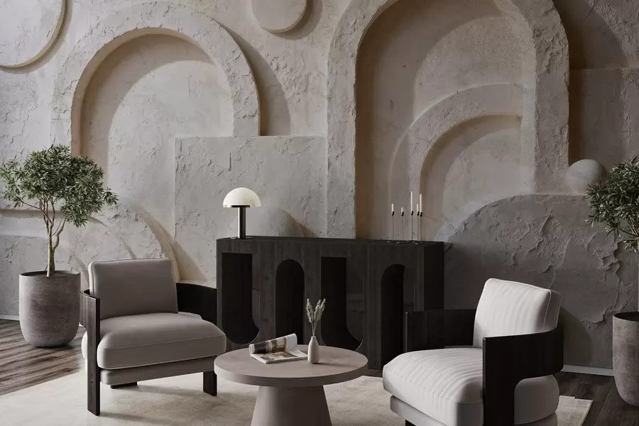 Fototapete Volumetrische Geometrie aus Beton w05186