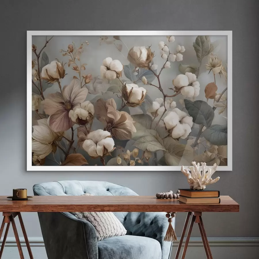 Fototapete Vielfalt von Baumwollblüten und Blütenständen f47700