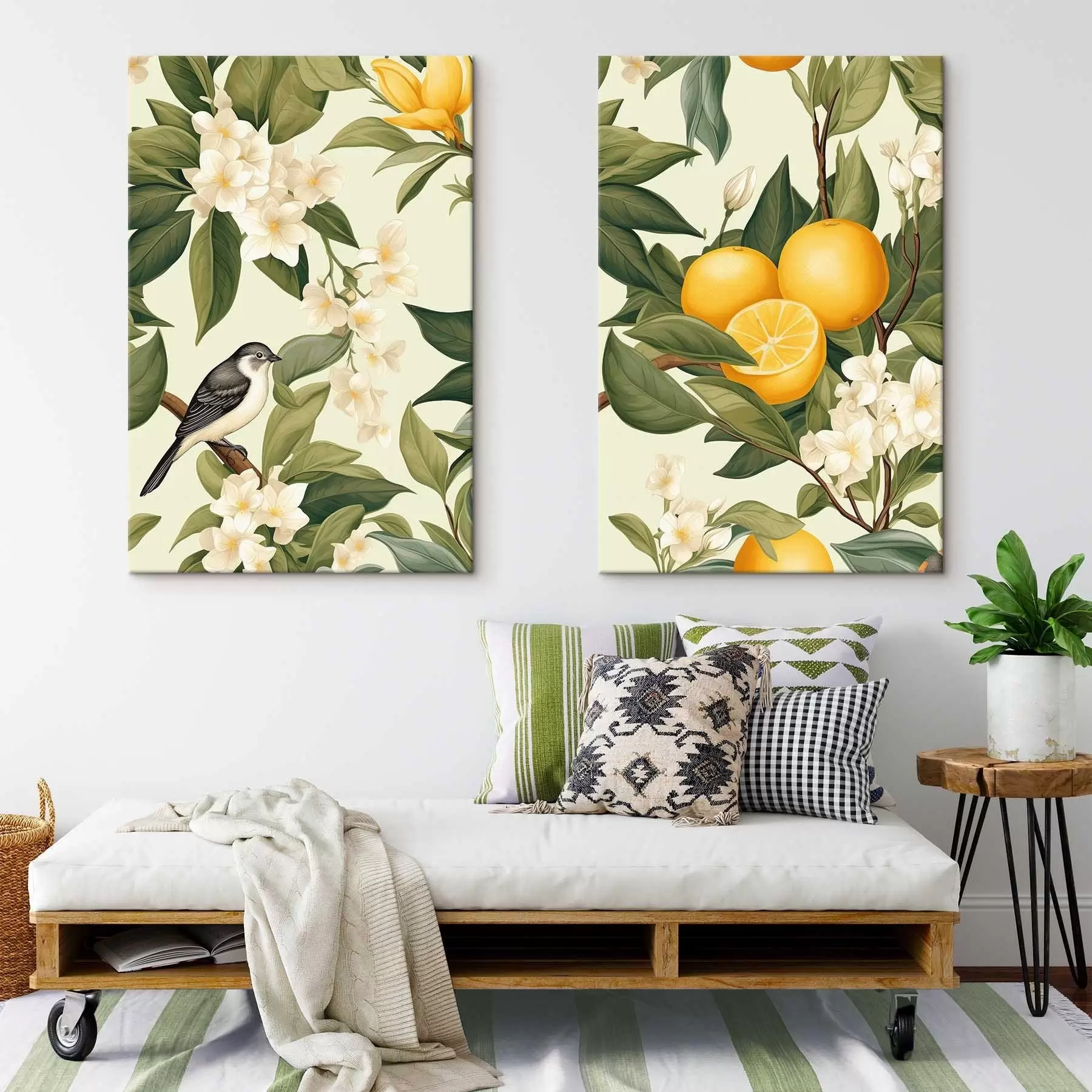 Wandbilder Vogel auf Zitronenzweigen m01288