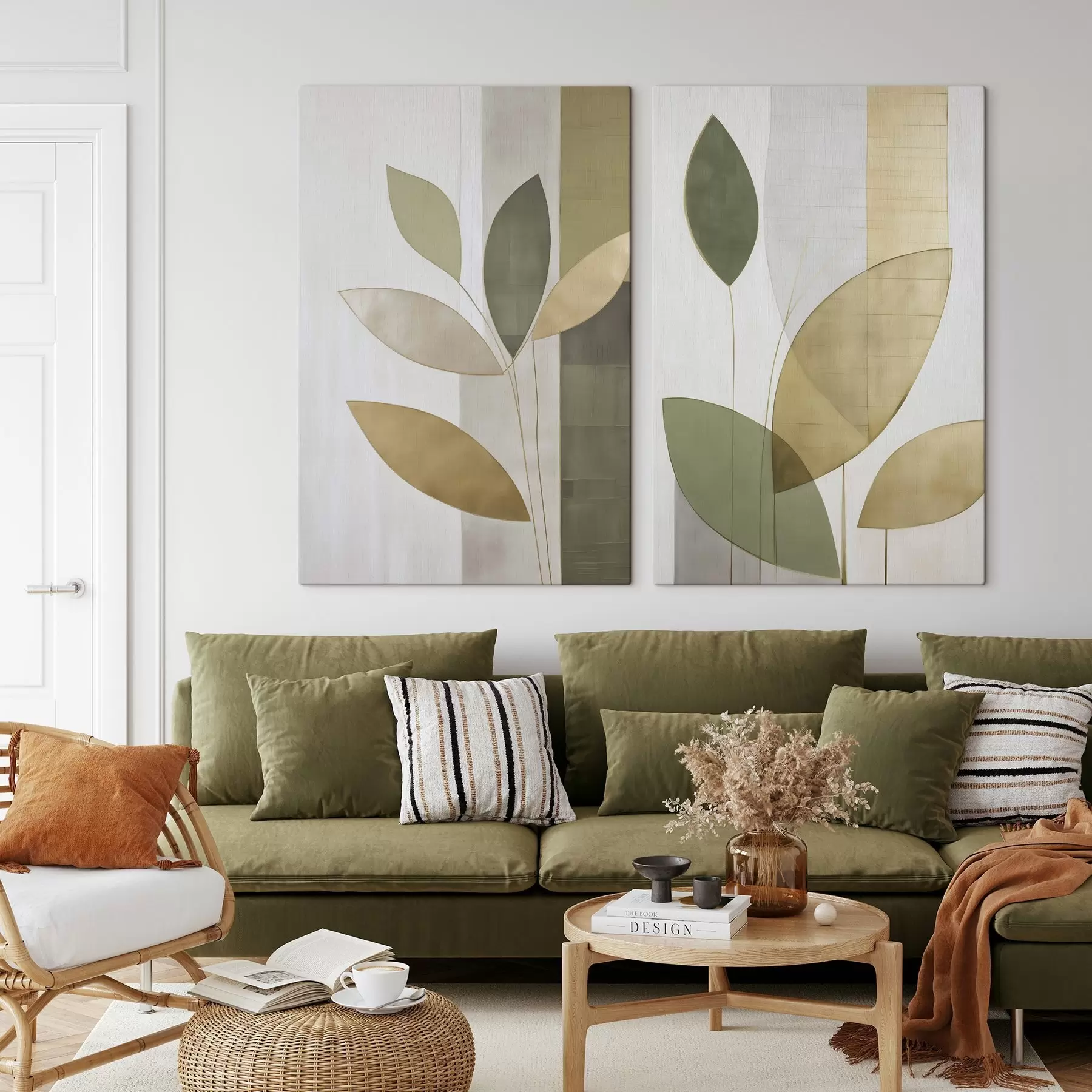 Wandbilder Abstraktion mit Blättern m01291