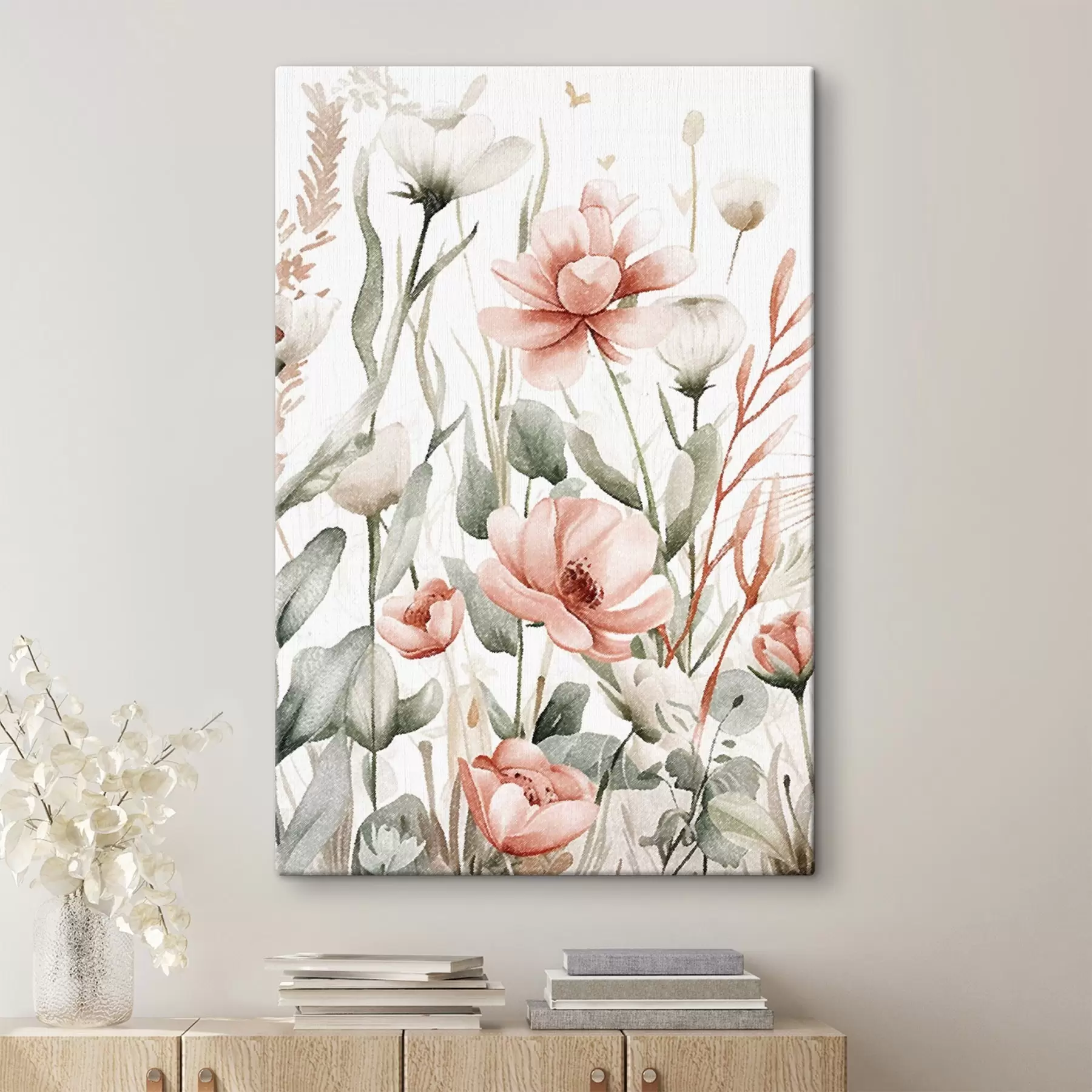 Wandbilder Aquarellblumen, Bleistifteffekt s47740