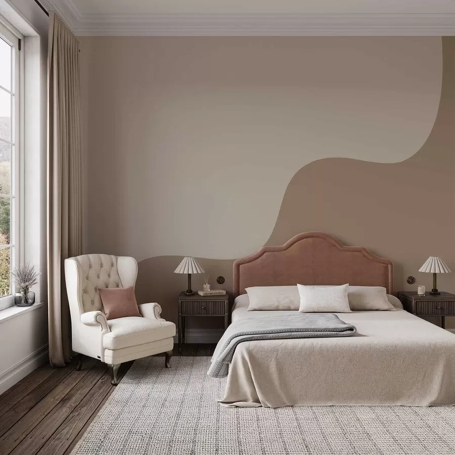 Fototapete Geschmeidige abstrakte Formen in hellbeigen und braunen Farbtönen w05097v2