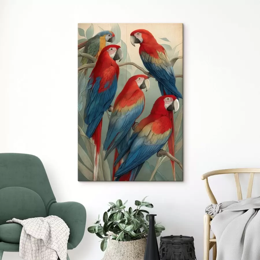 Wandbilder Vintage-Papageien s47729