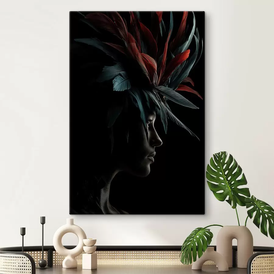 Wandbilder Porträt mit Federn s47735