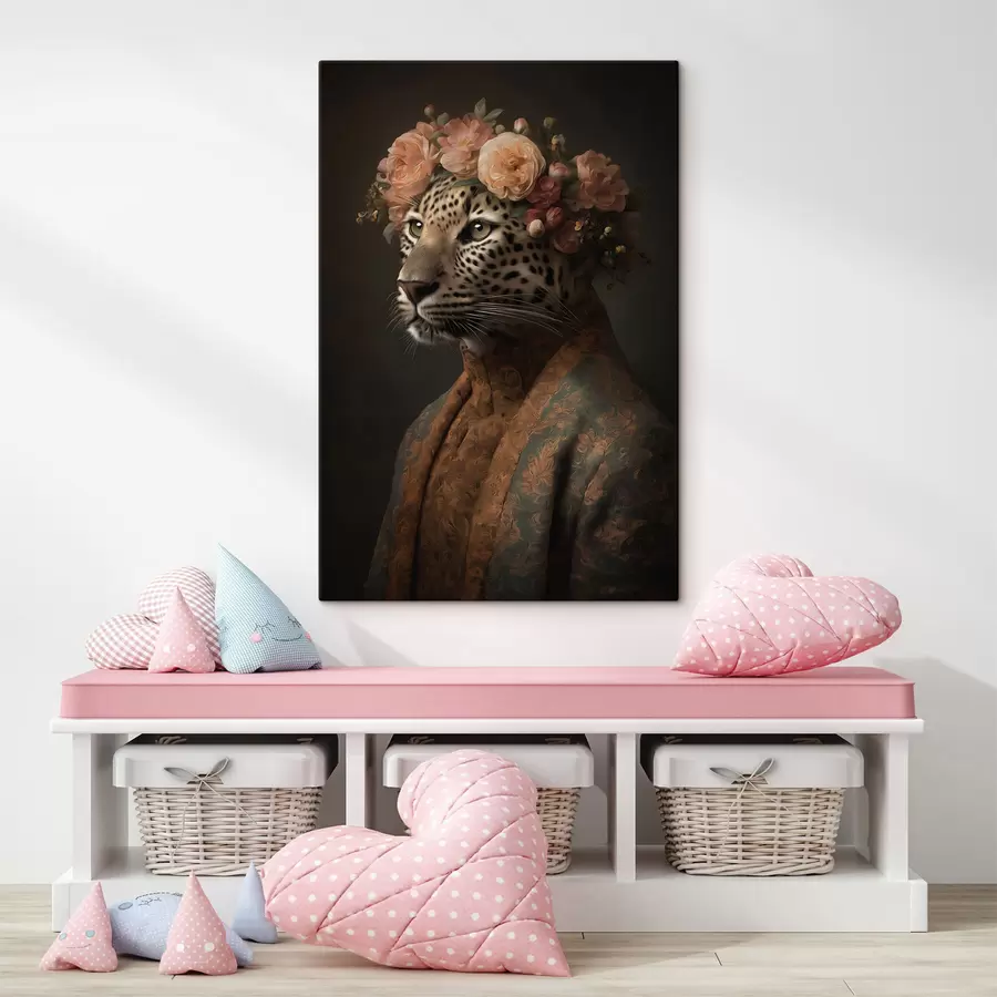 Wandbilder Leopard mit Blumen s47737