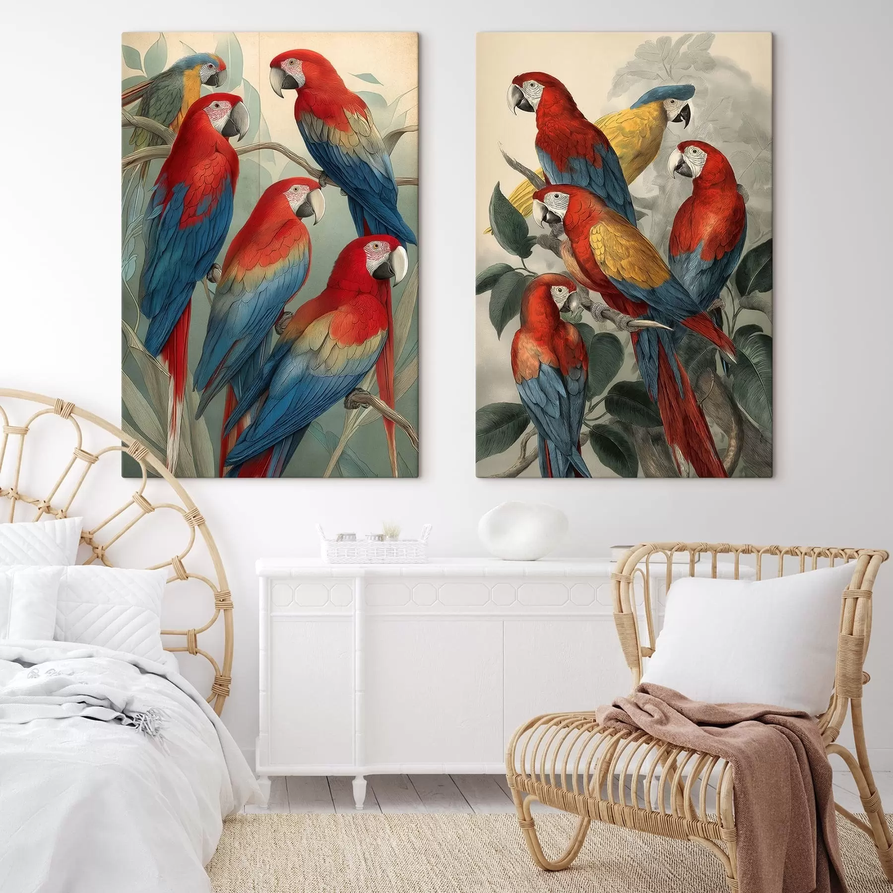 Wandbilder Vintage-Papageien m01302