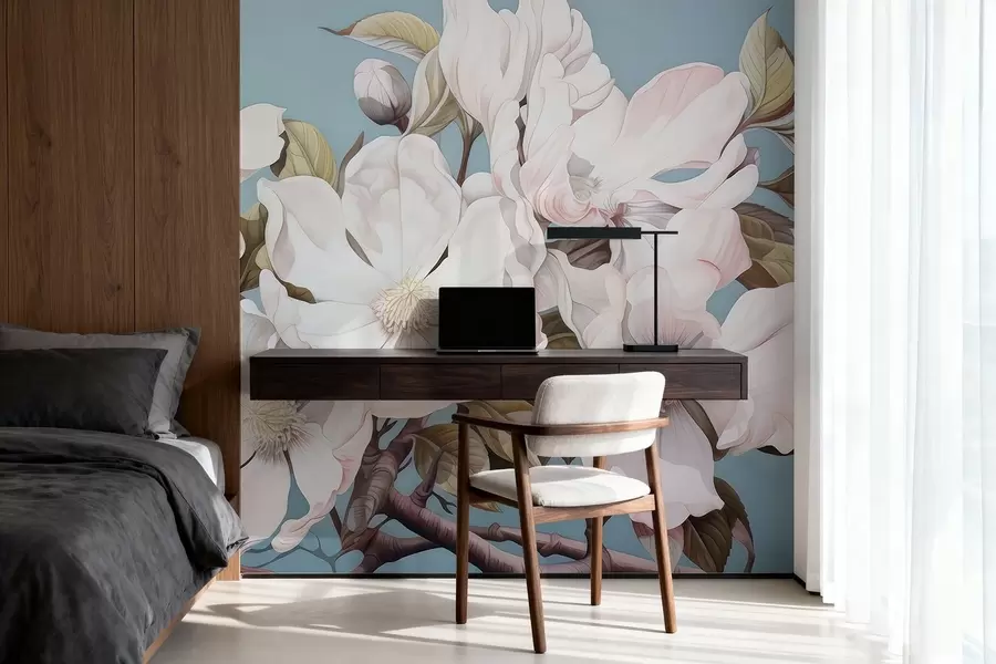 Fototapete Üppige Blumen auf einem Ast w05178