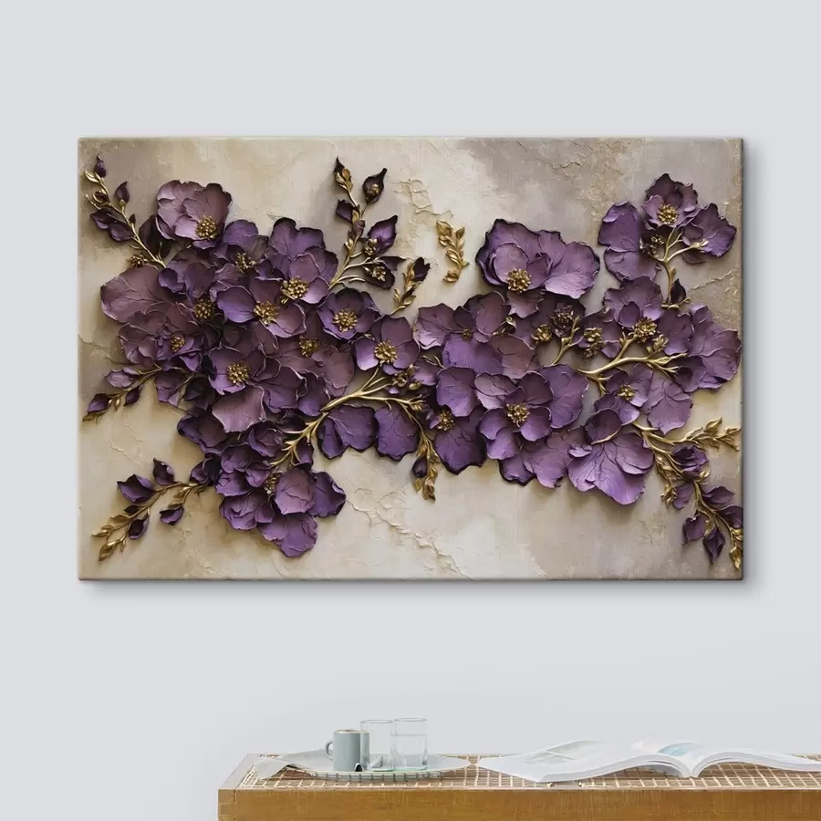 Wandbilder Arrangement aus violetten Blumen mit Akzenten s47277