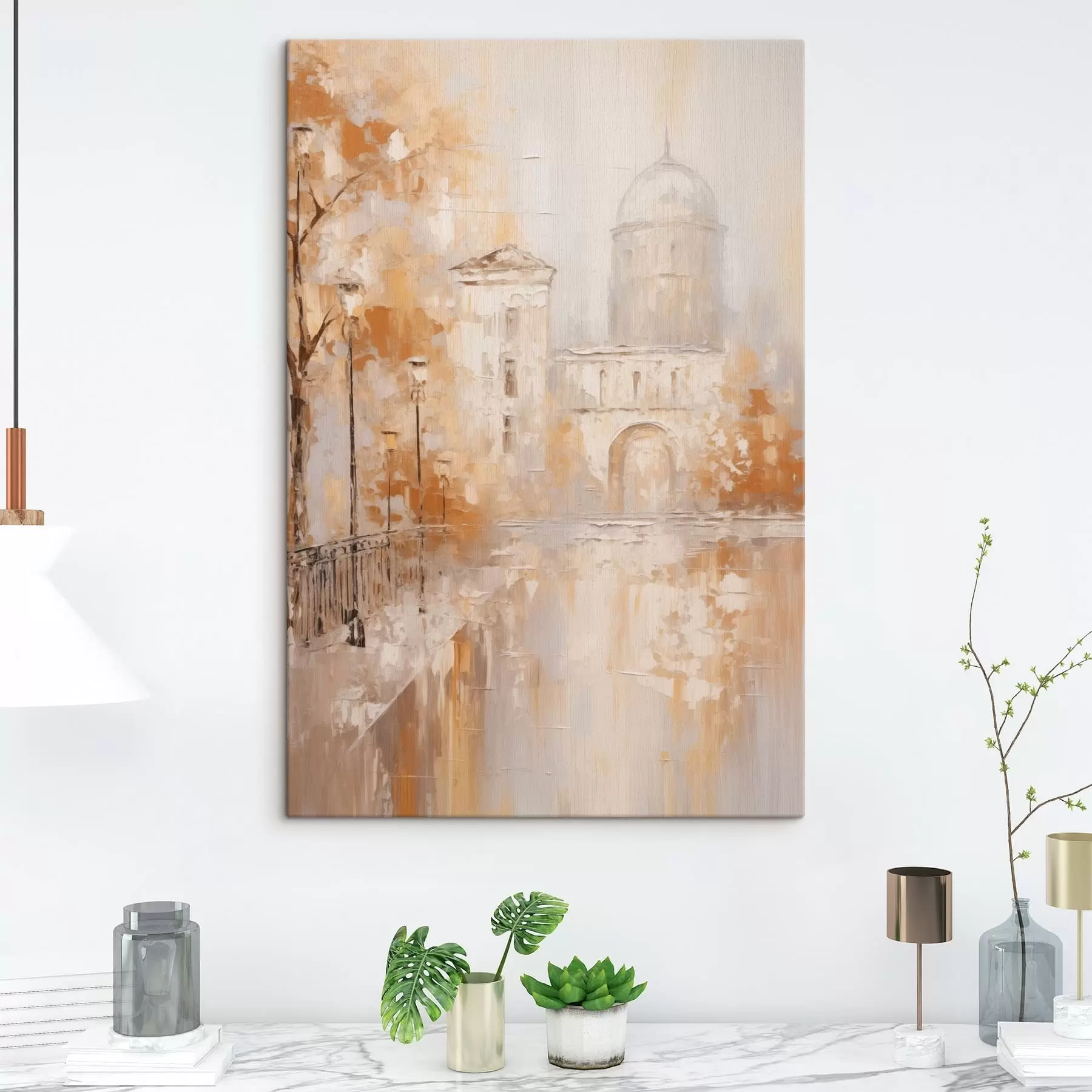 Wandbilder Stadtbild mit einem Bogen in warmen Farbtönen s47303