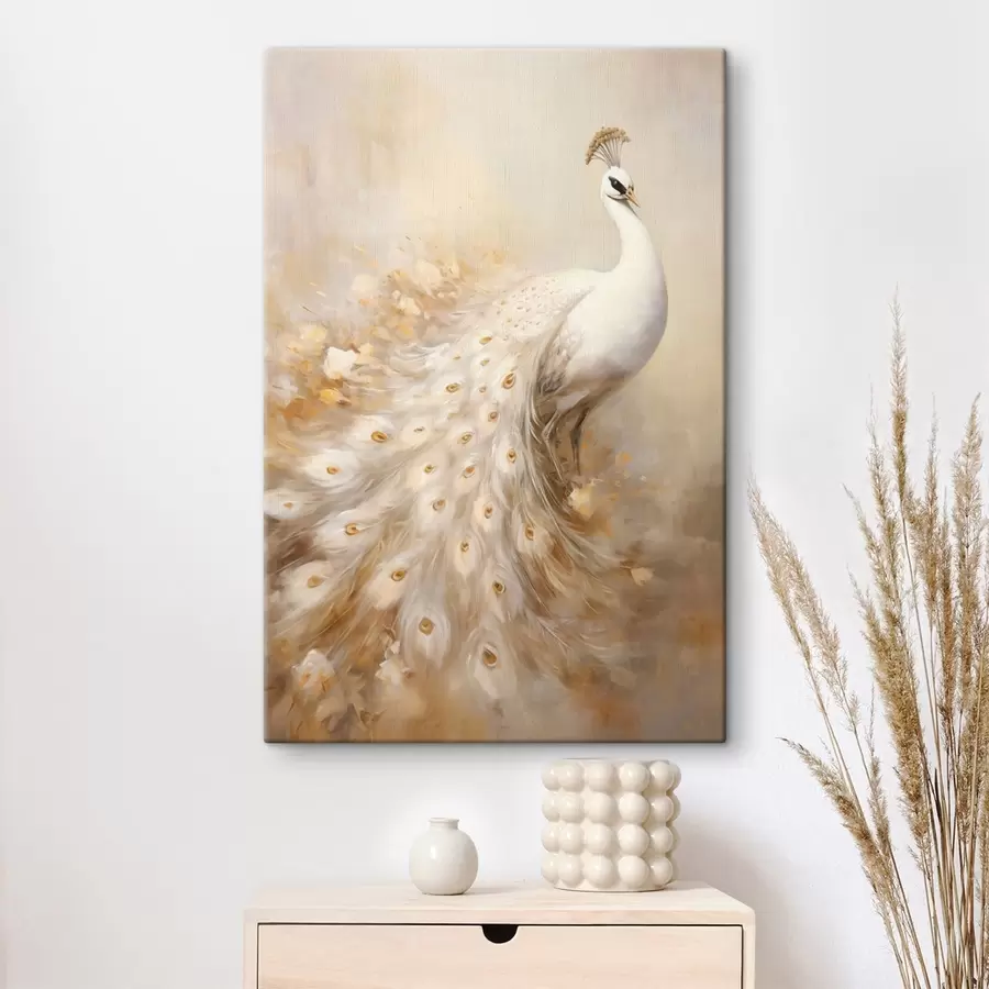 Wandbilder Leichter Vogel mit langem Schwanz in luftigen Farbtönen s47309