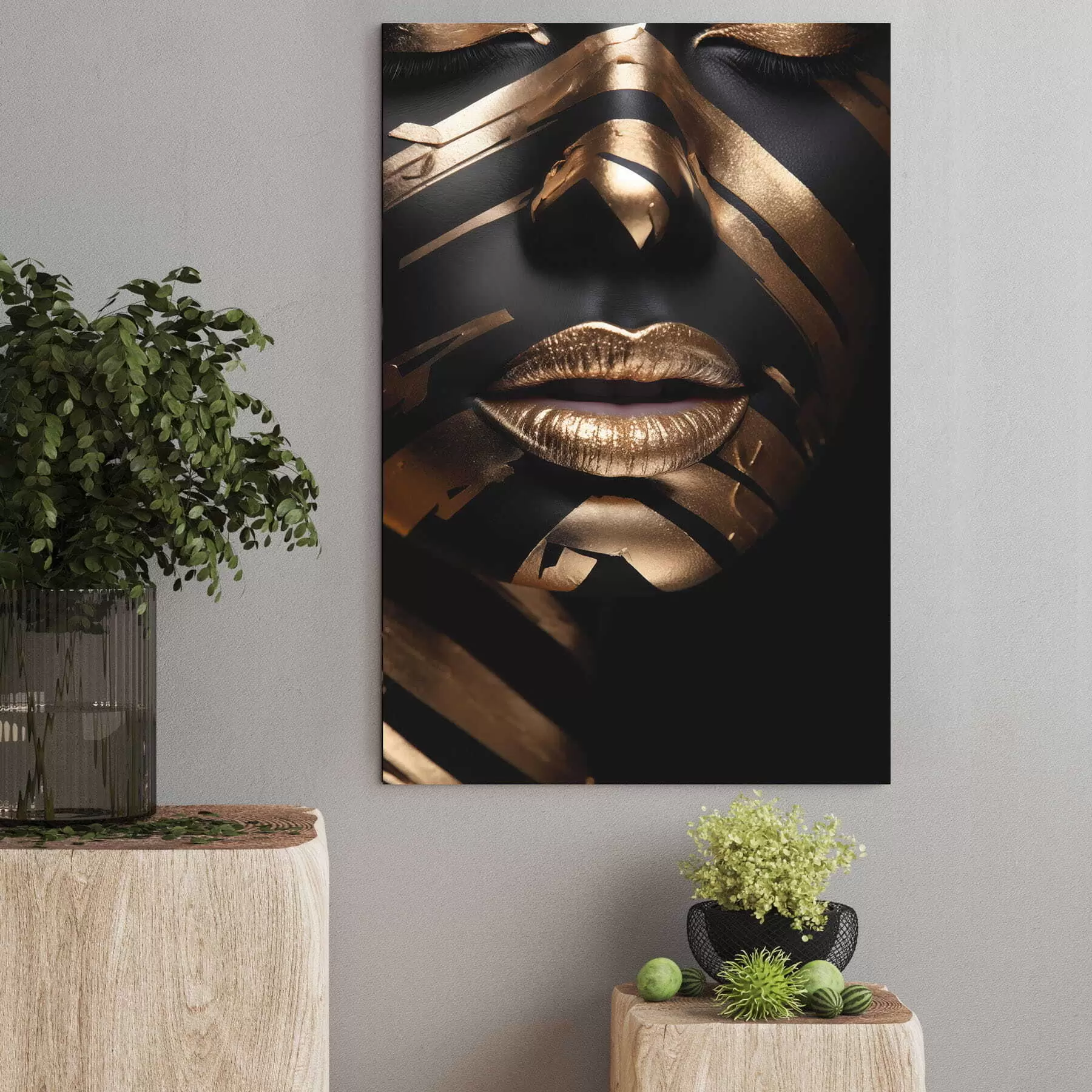 Wandbilder Gesicht mit Schwarz und Streifen s47320