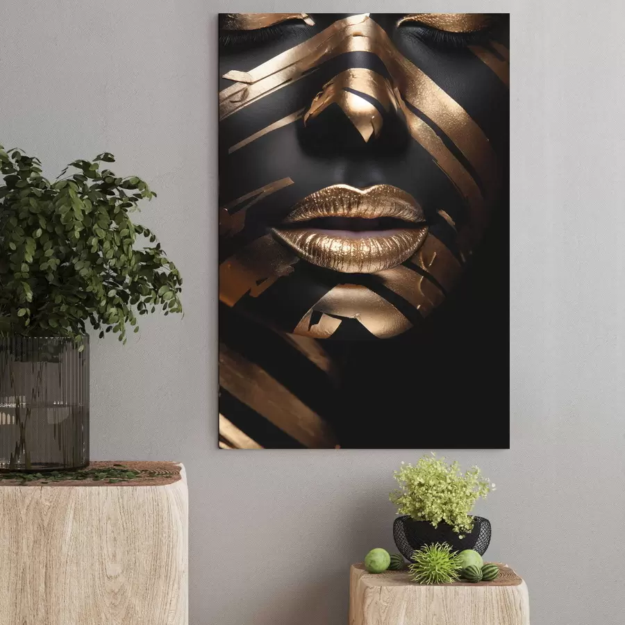 Wandbilder Gesicht mit Schwarz und Streifen s47320