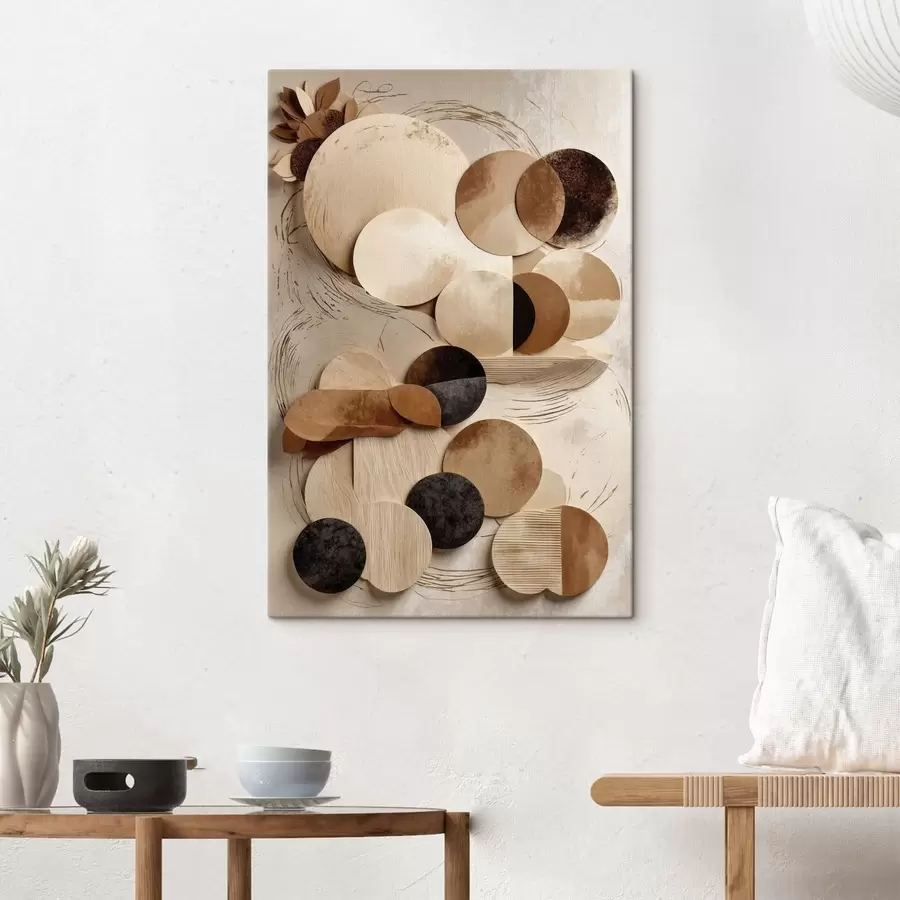 Wandbilder Komposition aus runden Formen in warmen Farbtönen s47751
