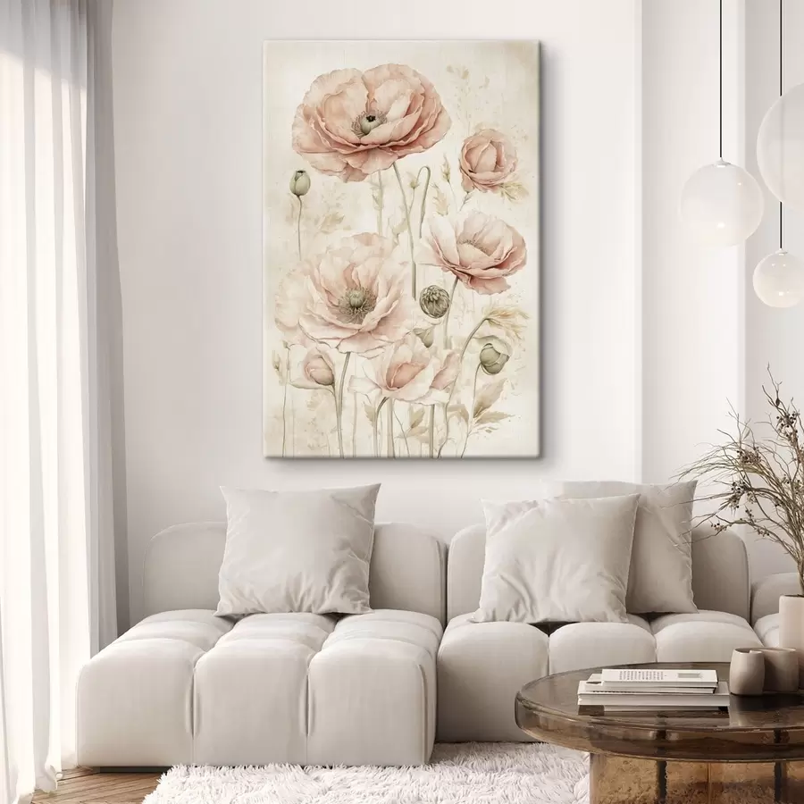 Wandbilder Zarte Blumen in hellrosa Farbtönen s47756