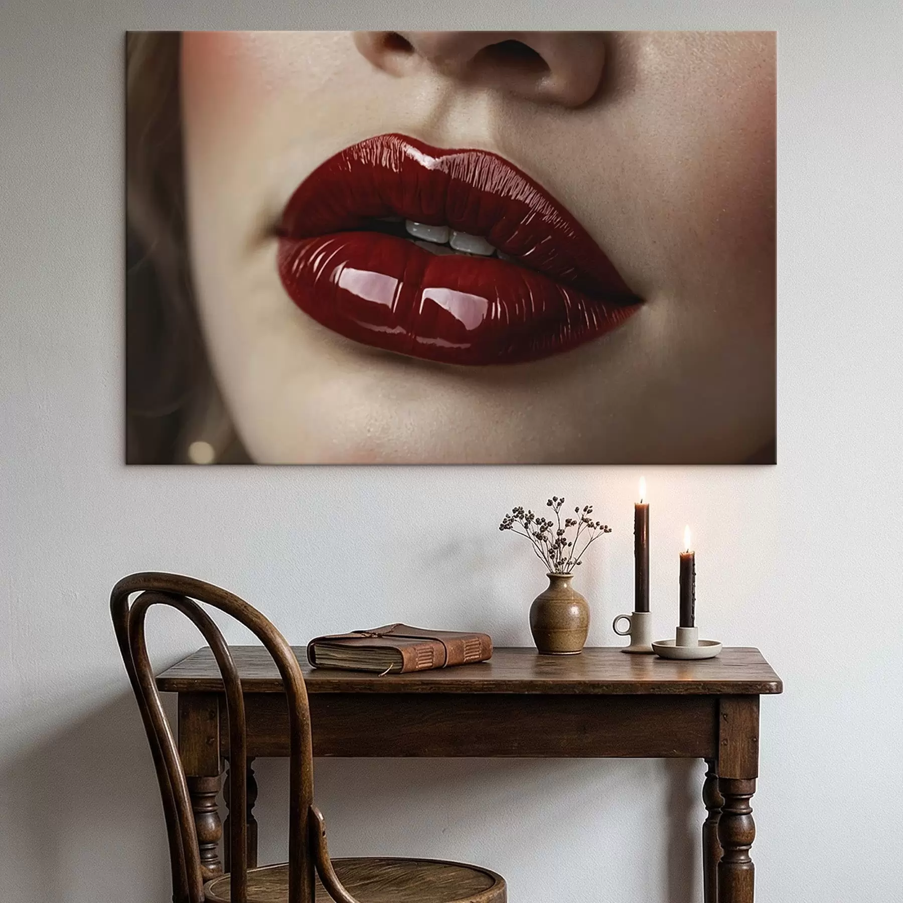 Wandbilder Nahaufnahme von glänzenden roten Lippen s47772