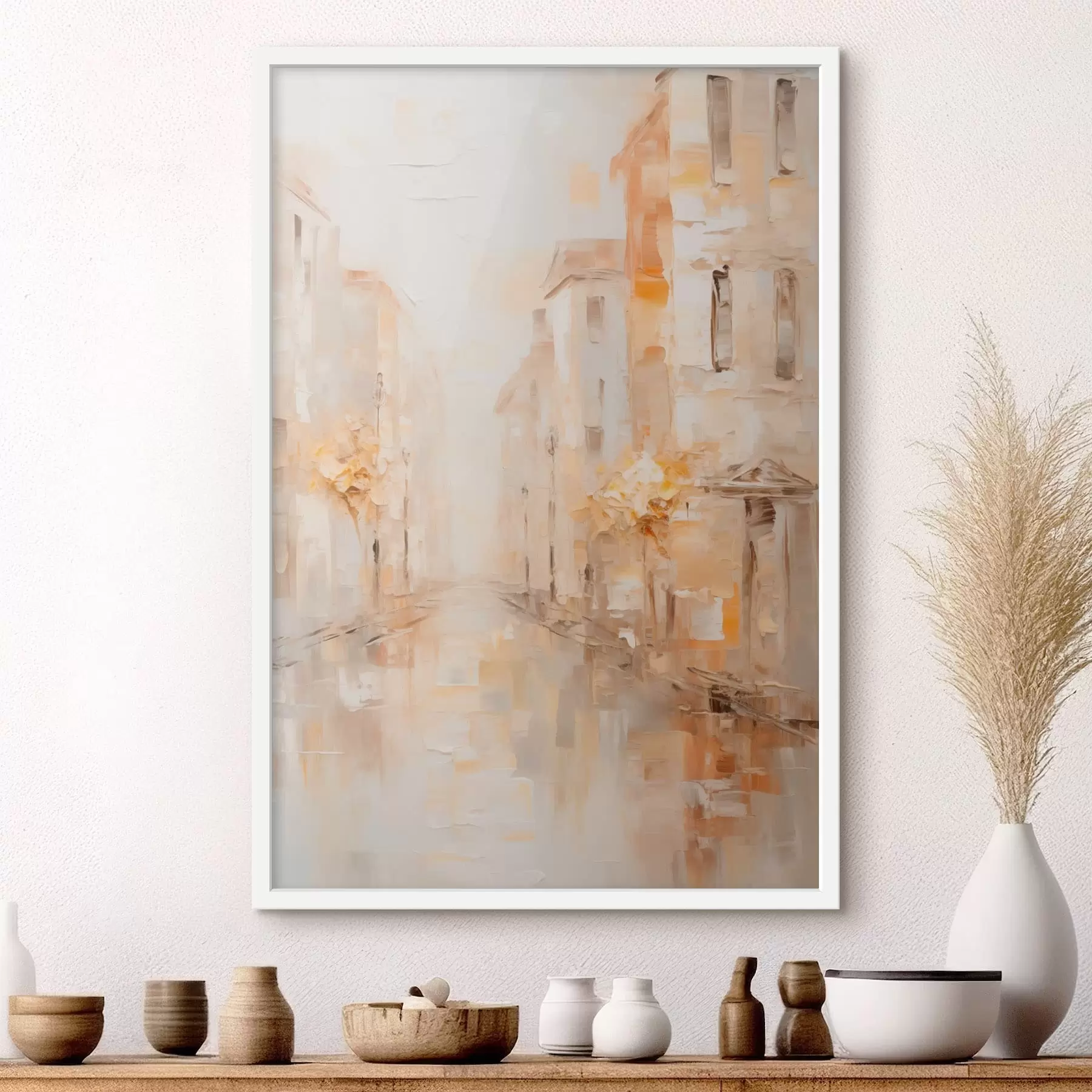 Fototapete Sanfte Stadtstraße in warmen Farbtönen f47302