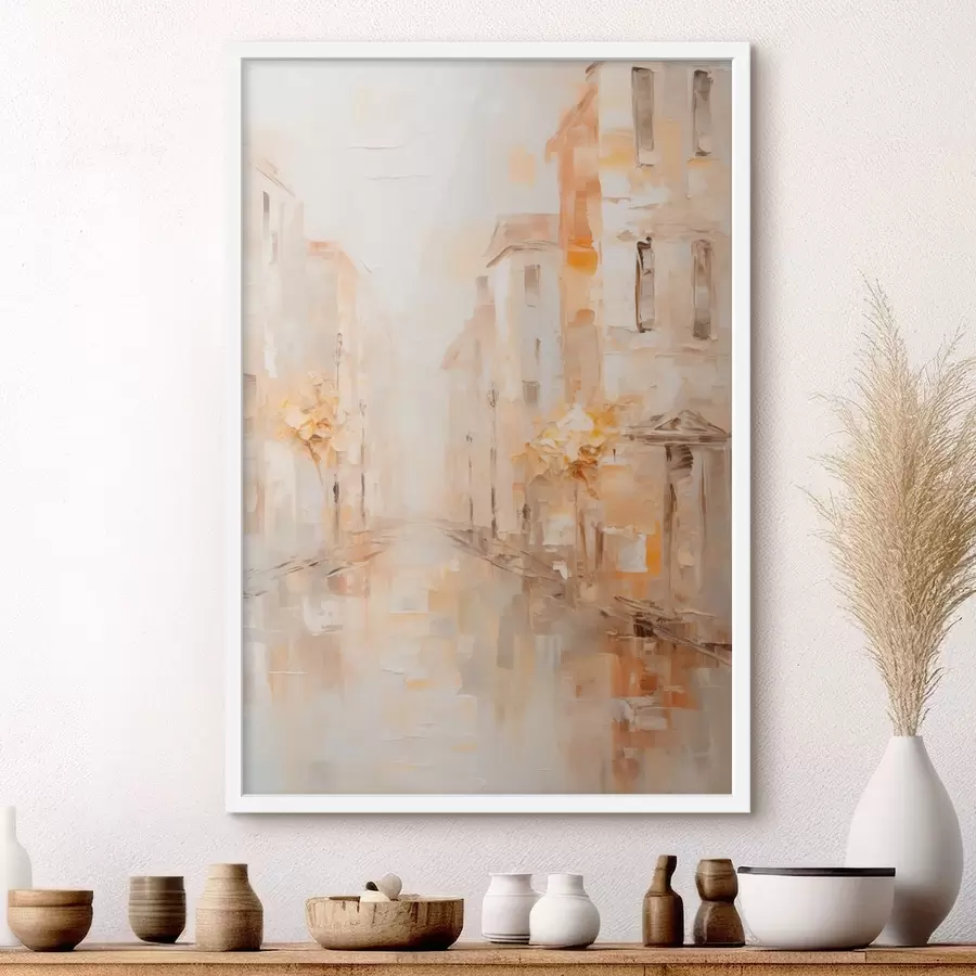 Fototapete Sanfte Stadtstraße in warmen Farbtönen f47302