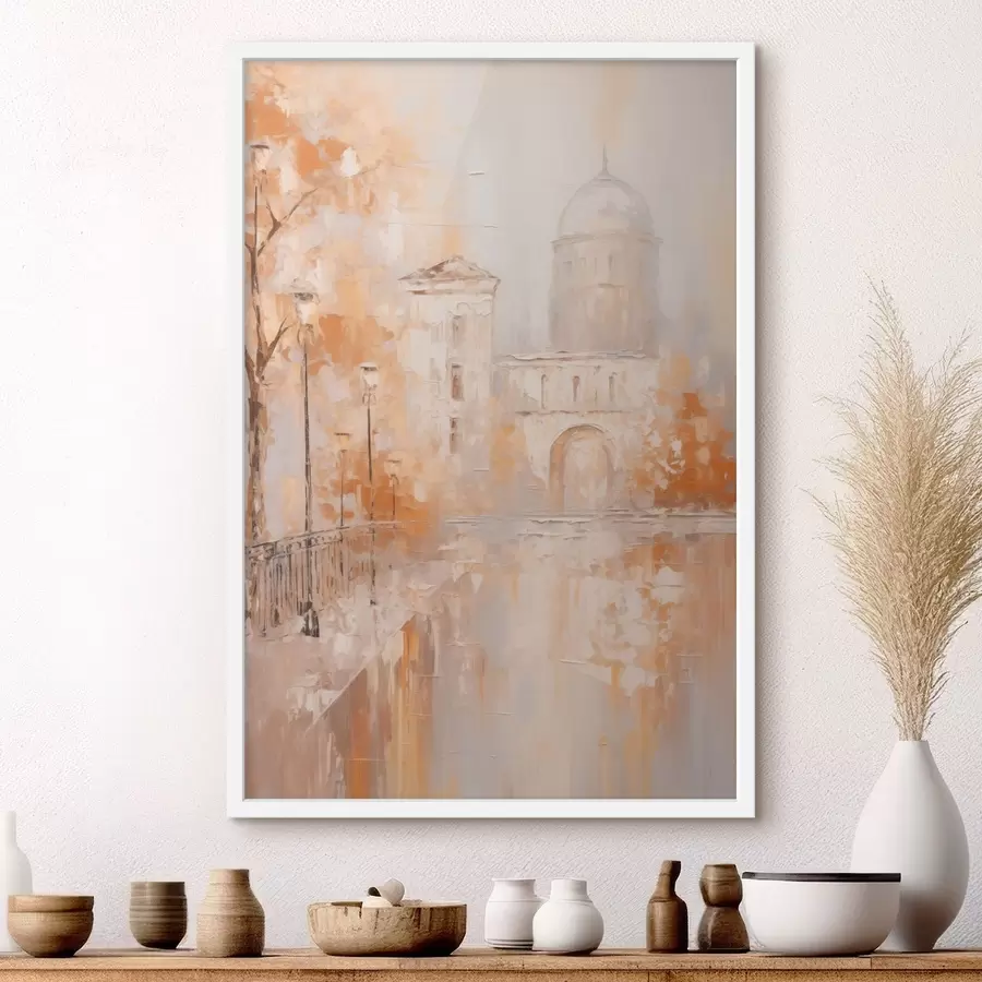 Fototapete Stadtbild mit einem Bogen in warmen Farbtönen f47303