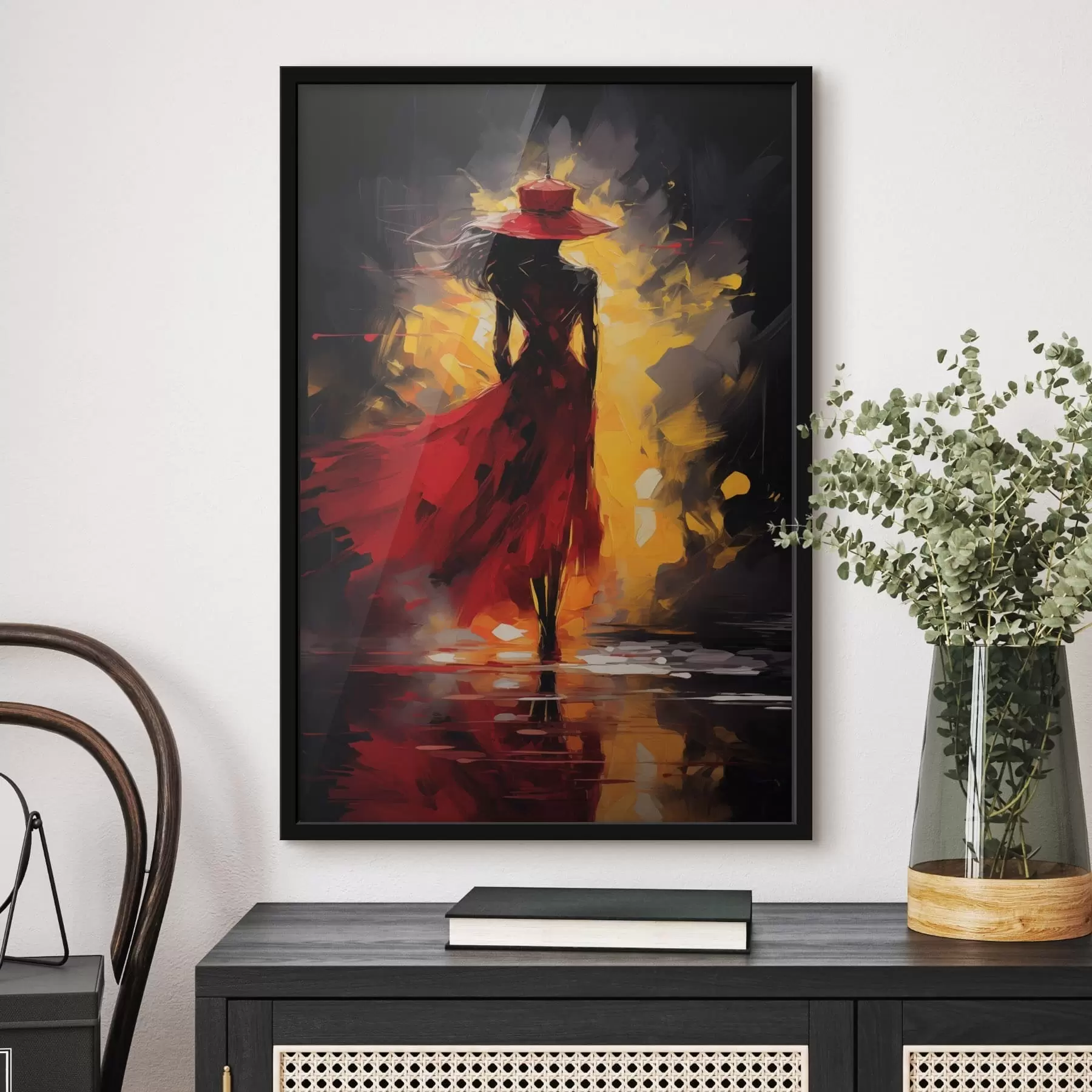 Fototapete Figur in Rot in hellem Licht f47318