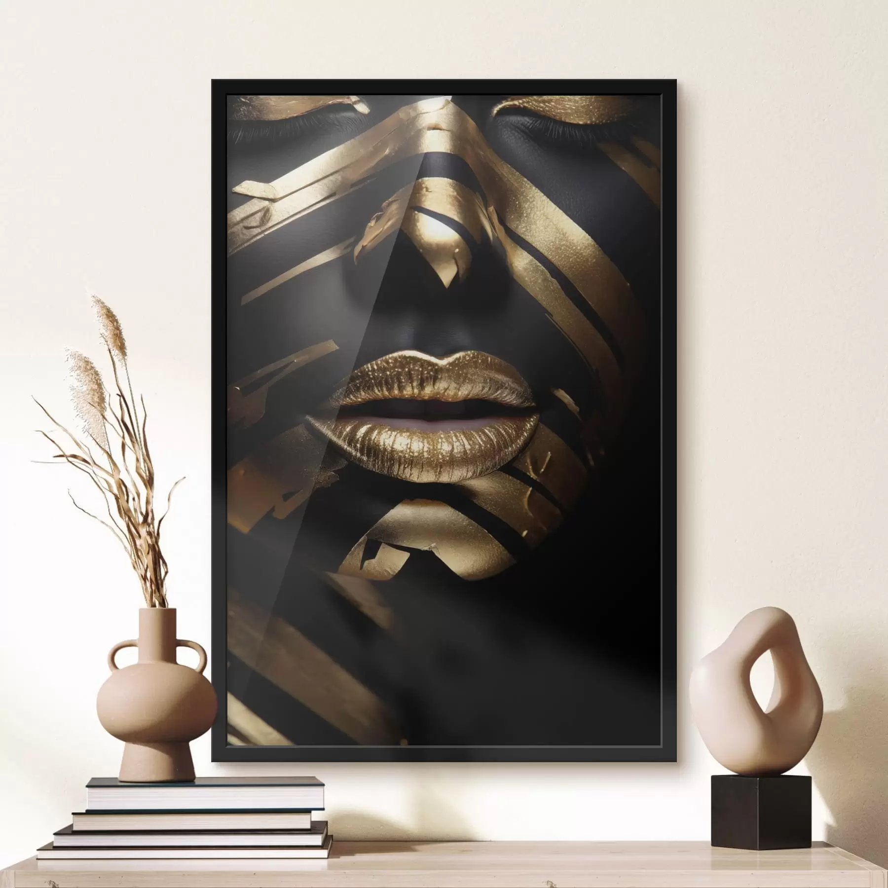 Fototapete Gesicht mit Schwarz und Streifen f47320