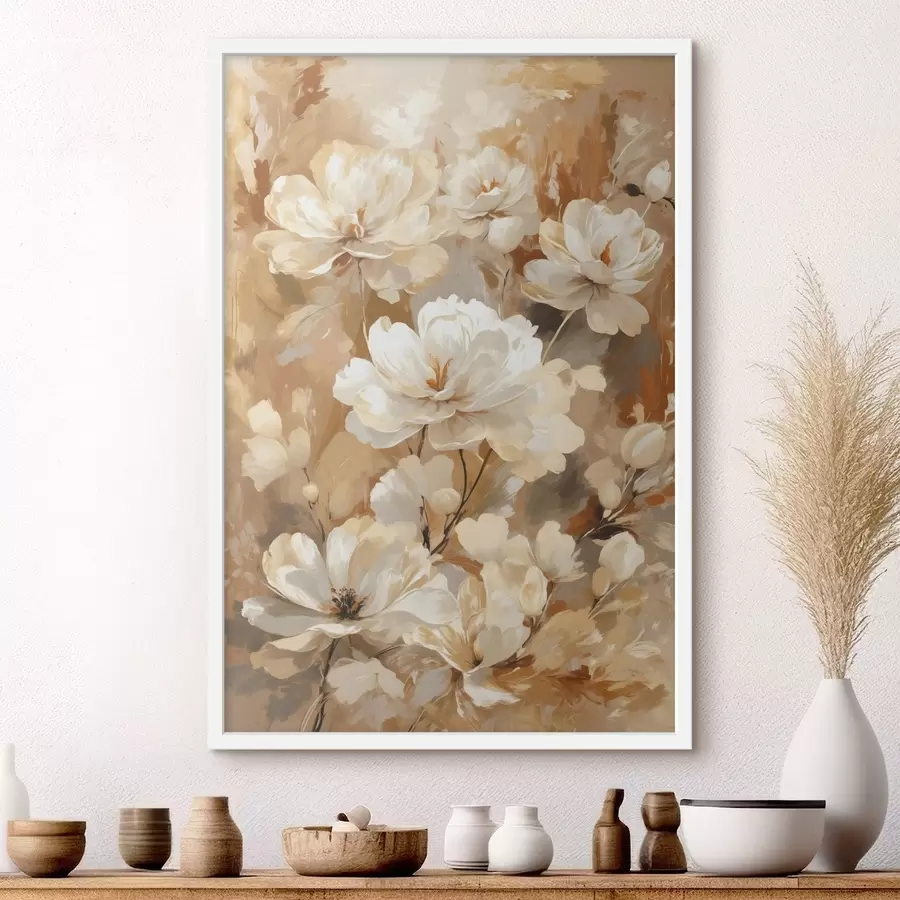 Fototapete Große, helle Blumen, mit breiten Pinselstrichen gemalt f47761